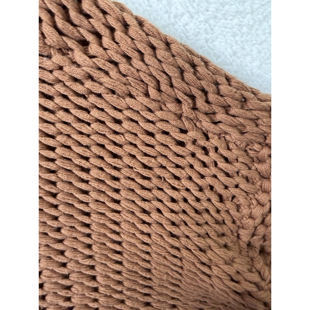 Free People Chunky Knit Mock Neck Sweater‎ Rust Orange Slouchy Boxy Boho M - Picture 11 of 16